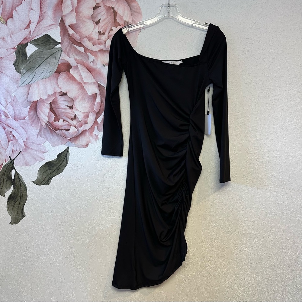 ASTR the Label Black Bodycon Ruched Midi Dress NWT Medium